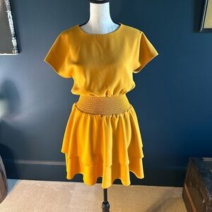 Habitual tiered crepe Mini Dress in sunflower